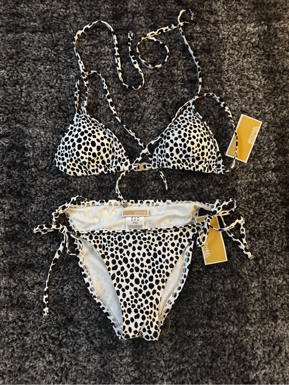 Michael Kors Black and White Cheetah print bikini NWT Sz S